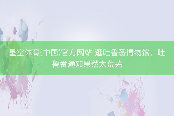 星空体育(中国)官方网站 逛吐鲁番博物馆，吐鲁番通知果然太荒芜