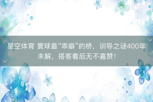 星空体育 寰球最“乖癖”的桥，训导之谜400年未解，搭客看后无不嘉赞！