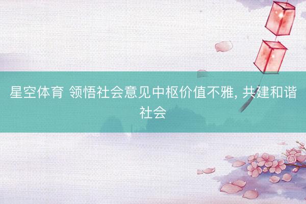 星空体育 领悟社会意见中枢价值不雅, 共建和谐社会