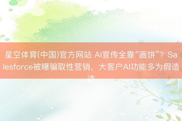 星空体育(中国)官方网站 AI宣传全靠“画饼”?Salesforce被曝骗取性营销,大客户AI功能多为假造