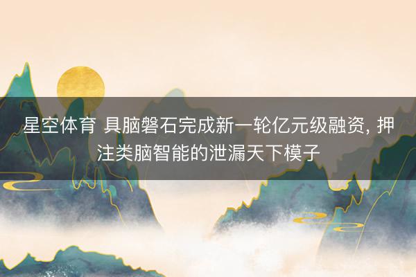星空体育 具脑磐石完成新一轮亿元级融资， 押注类脑智能的泄漏天下模子