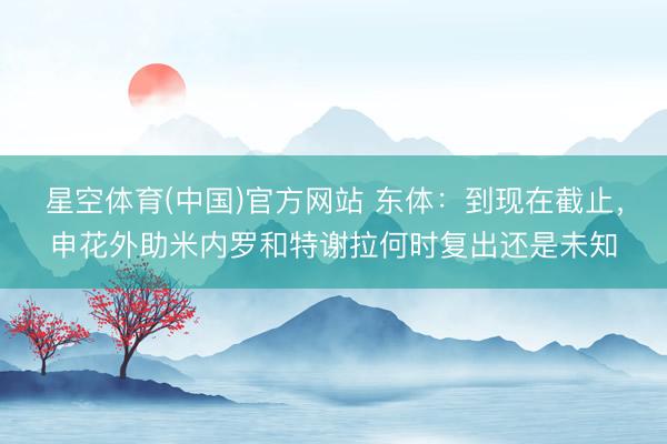 星空体育(中国)官方网站 东体：到现在截止，申花外助米内罗和特谢拉何时复出还是未知