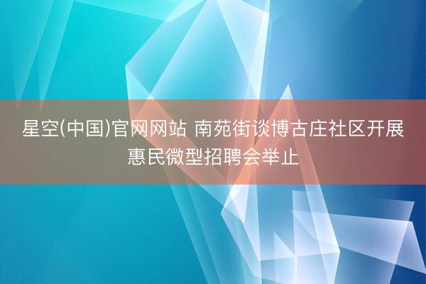 星空(中国)官网网站 南苑街谈博古庄社区开展惠民微型招聘会举止