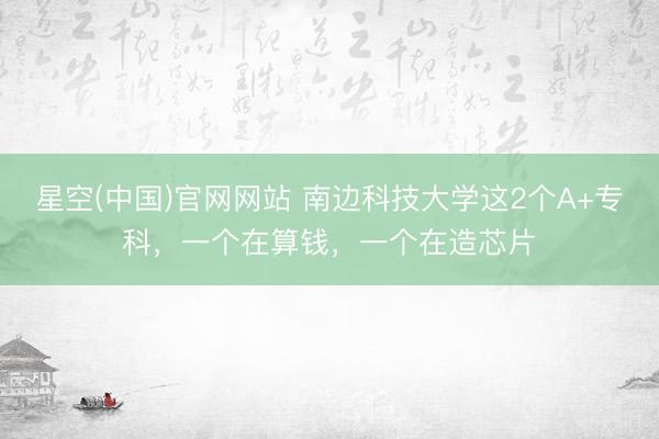 星空(中国)官网网站 南边科技大学这2个A+专科，一个在算钱，一个在造芯片