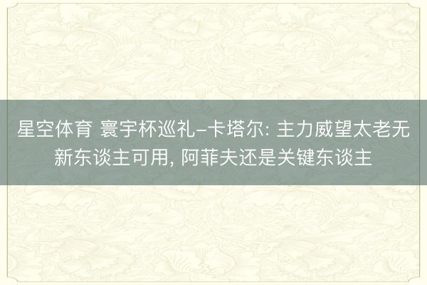 星空体育 寰宇杯巡礼-卡塔尔: 主力威望太老无新东谈主可用, 阿菲夫还是关键东谈主
